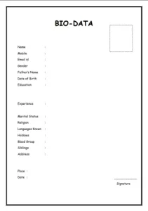 Sample BIO DATA 8 Download