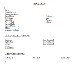 Sample BIODATA Format in Word & PDF Download - Learning Container