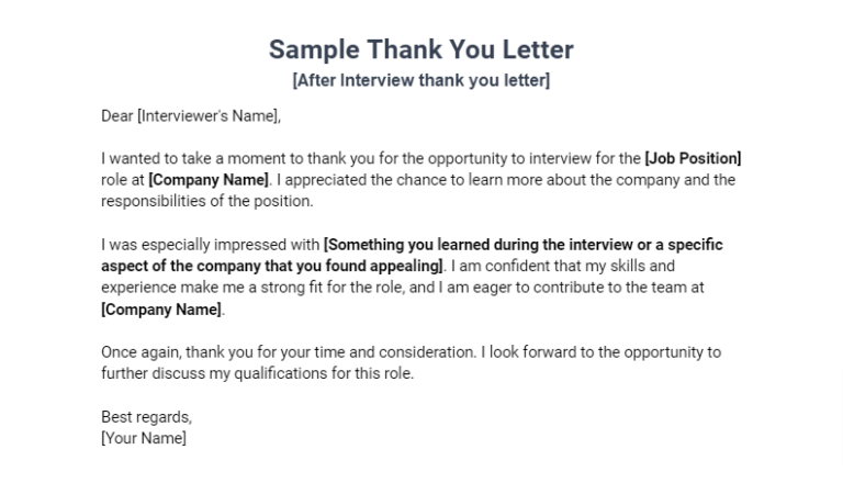 Sample Thank You Letter/Note Download - Learning Container