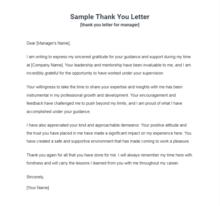 Sample Thank You Letter/Note Download - Learning Container