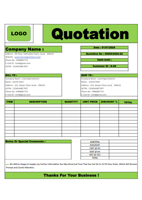 50+ Professional Quotation Template in Excel [Free Download]