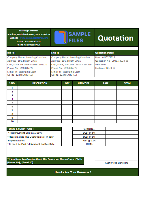 50+ Professional Quotation Template in Excel [Free Download]