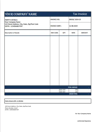 Electronic Invoice Template in Excel & Word (Format No.26)