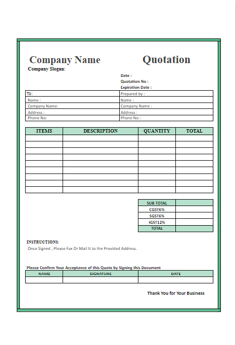 50+ Professional Quotation Template in Excel [Free Download]