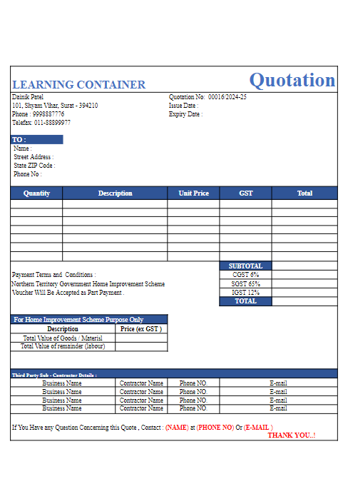 50+ Professional Quotation Template in Excel [Free Download]