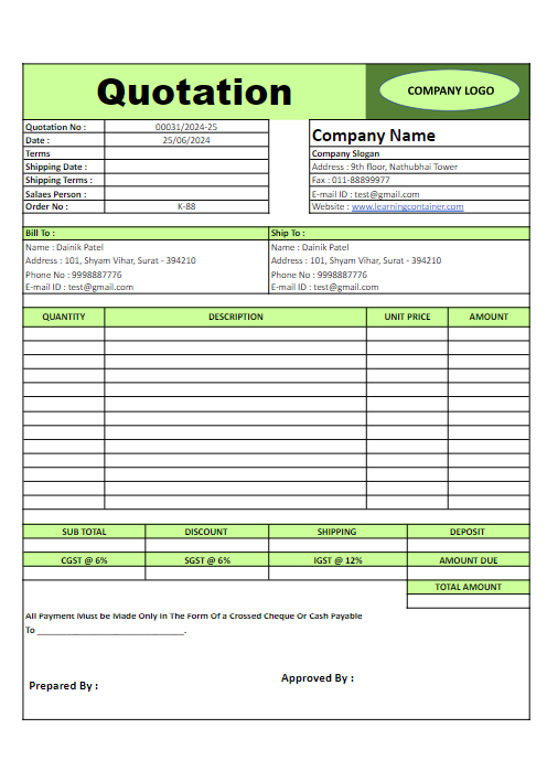 50+ Professional Quotation Template in Excel [Free Download]