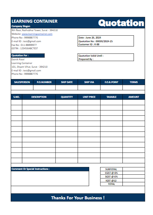 50+ Professional Quotation Template in Excel [Free Download]