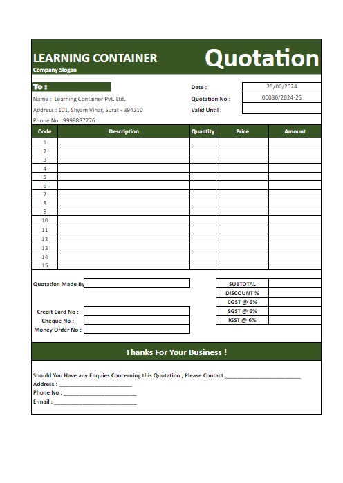 50+ Professional Quotation Template in Excel [Free Download]