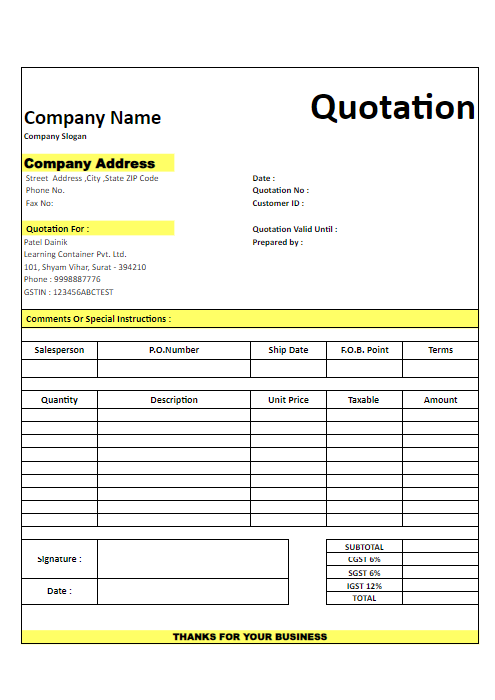 50+ Professional Quotation Template in Excel [Free Download]